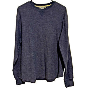 Faded Glory Shirt Mens Size Large Long Sleeve Top Dark Navy Waffle Knit